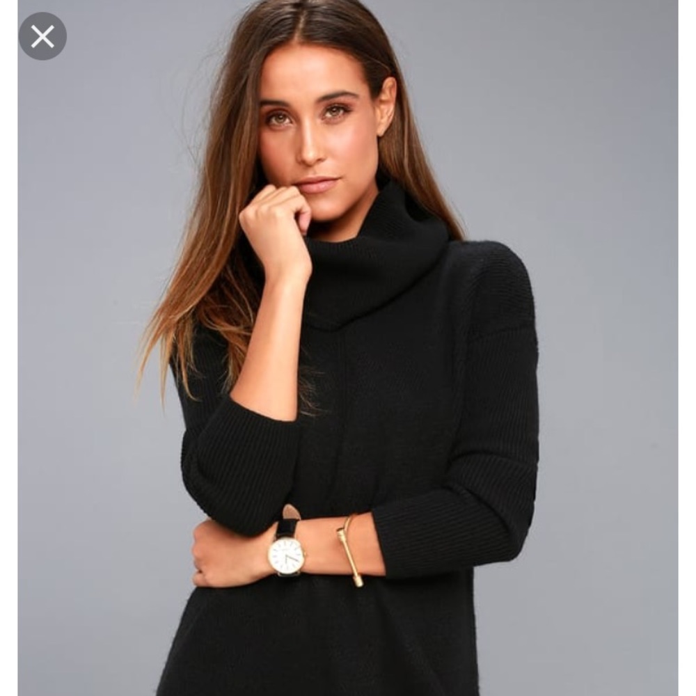 Lulu’s Cowl Neck Sweater Dress Black XSmall
